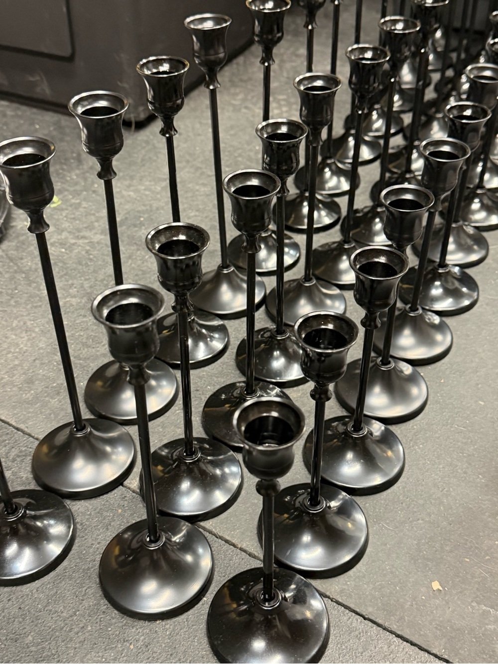 Black Metal Taper Candle Holders - Set